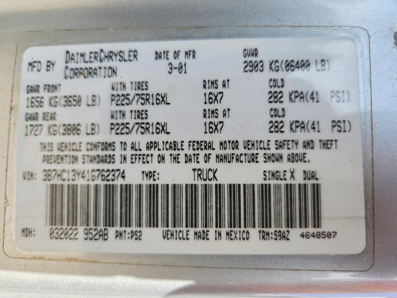 2001 DODGE RAM 1500 photo 23
