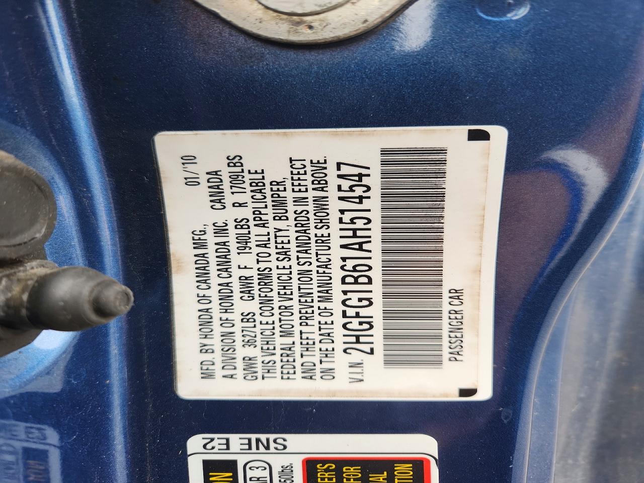 2010 HONDA CIVIC LX photo 23