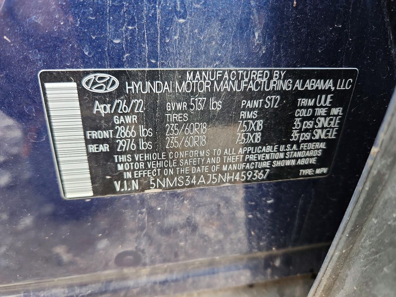 2022 HYUNDAI SANTA FE SEL photo 37