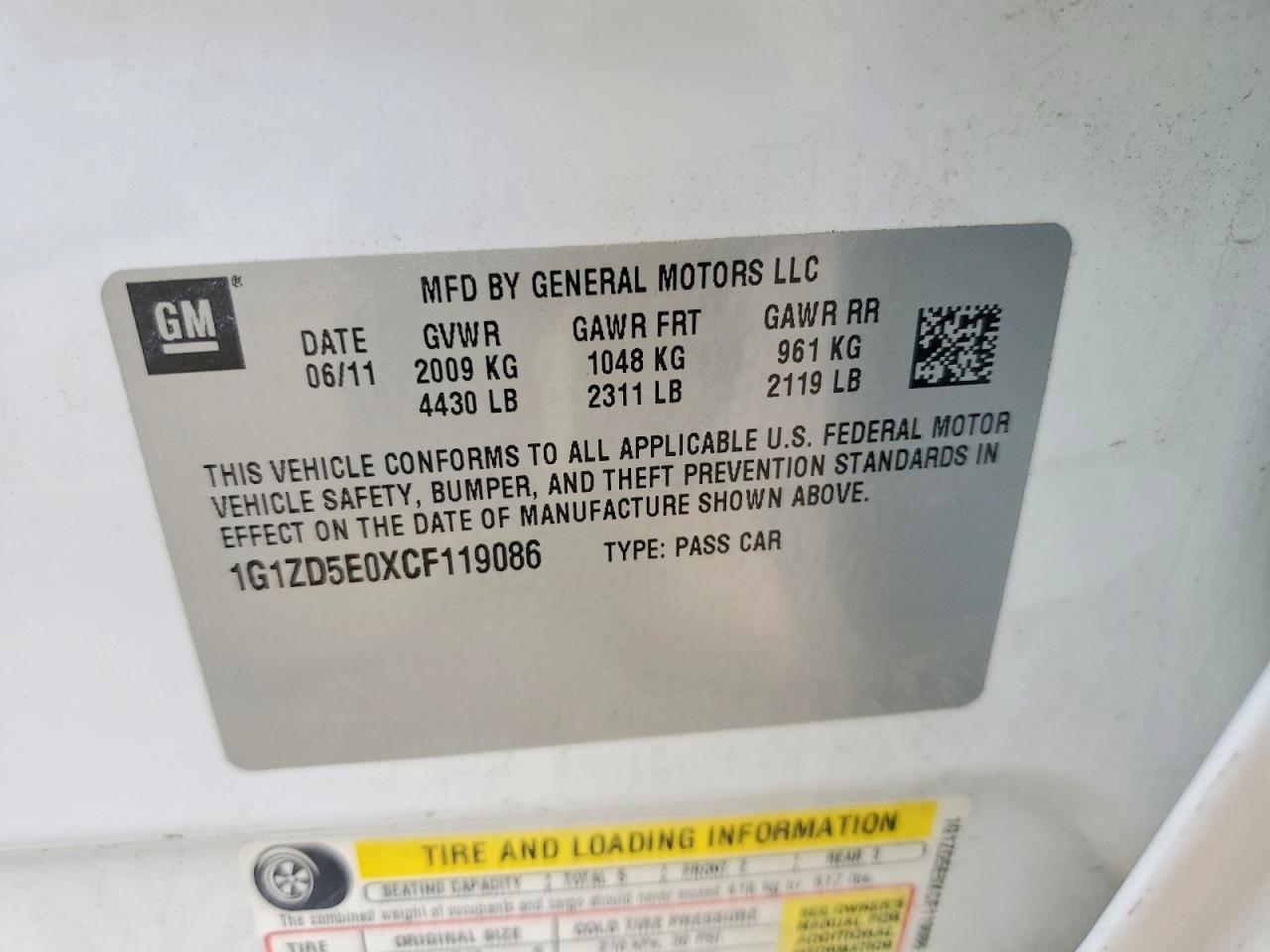 2012 CHEVROLET MALIBU 2LT photo 12