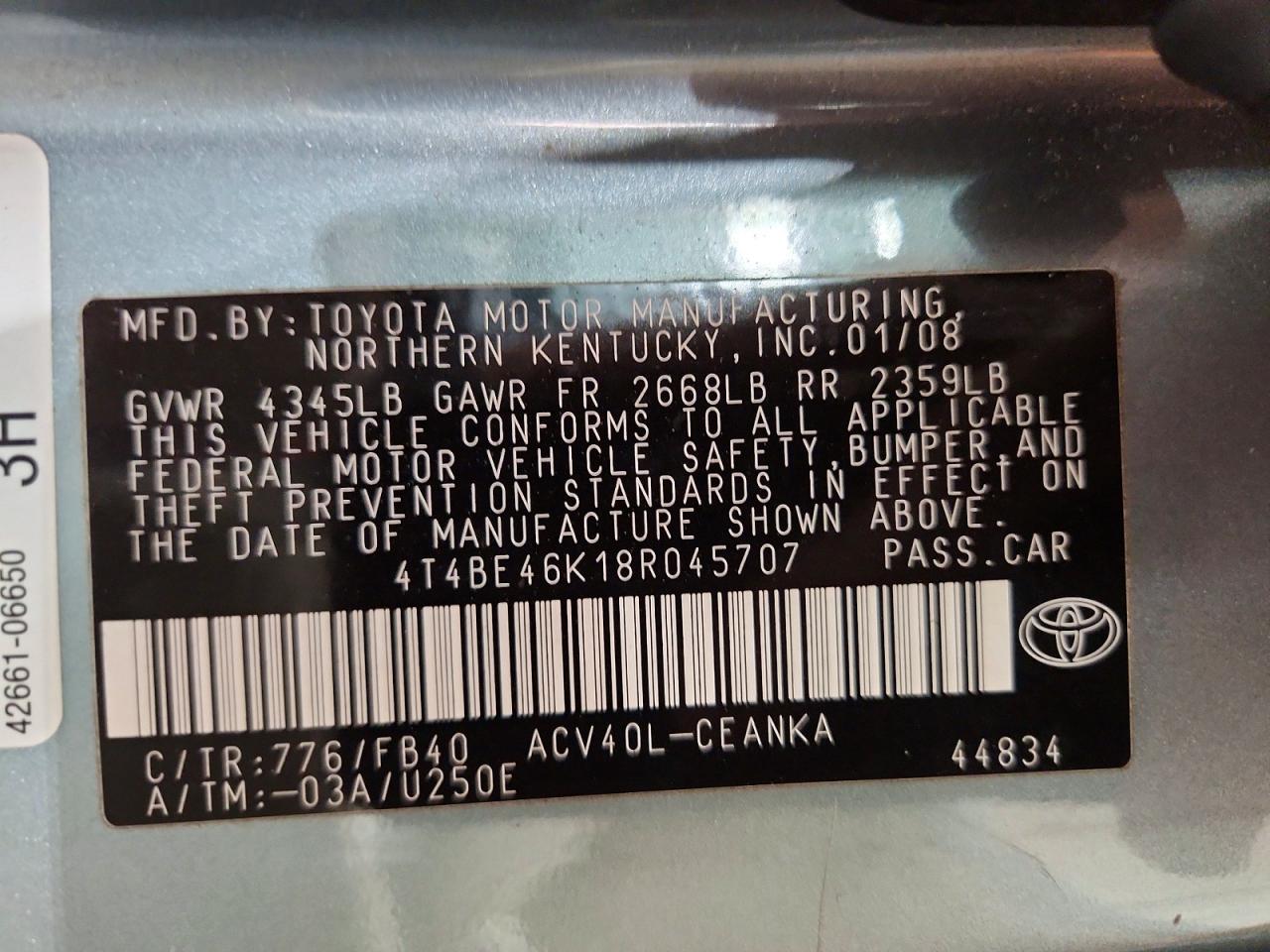 2008 TOYOTA CAMRY LE photo 25