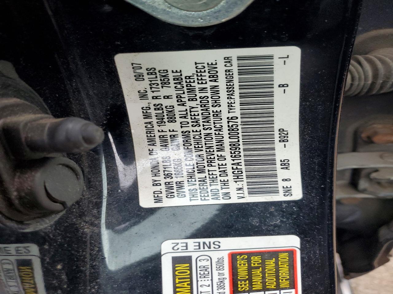 2008 HONDA CIVIC LX photo 23