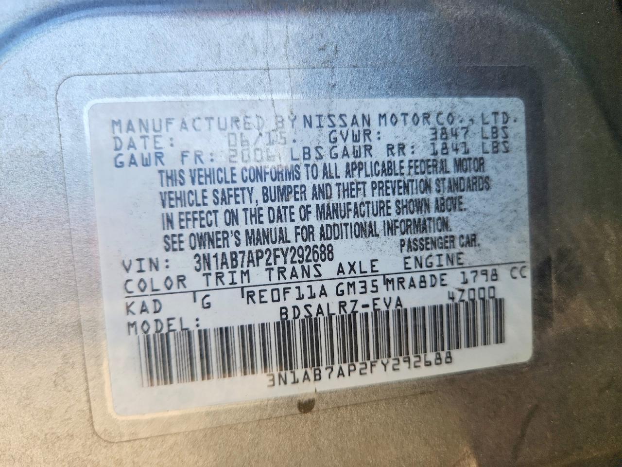 2015 NISSAN SENTRA SR photo 23