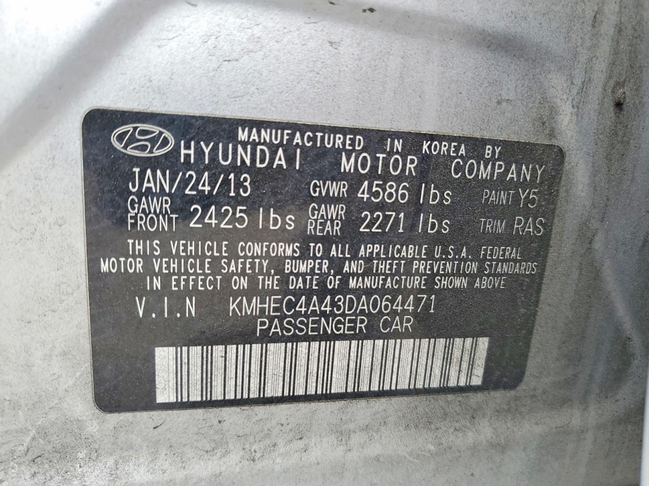 2013 HYUNDAI SONATA HYBRID photo 12