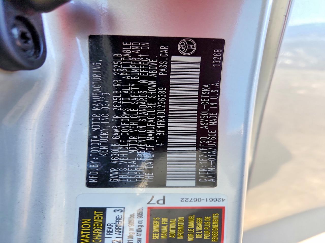 2013 TOYOTA CAMRY SE photo 34