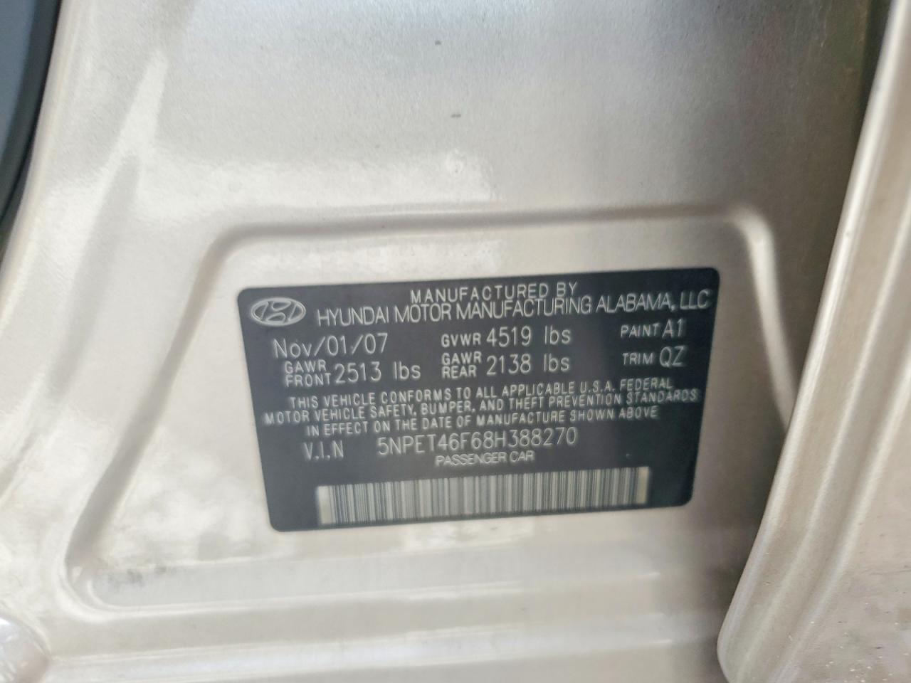 2008 HYUNDAI SONATA GLS photo 12