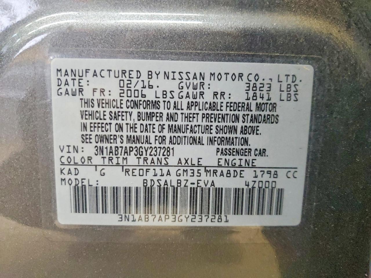 2016 NISSAN SENTRA S photo 12