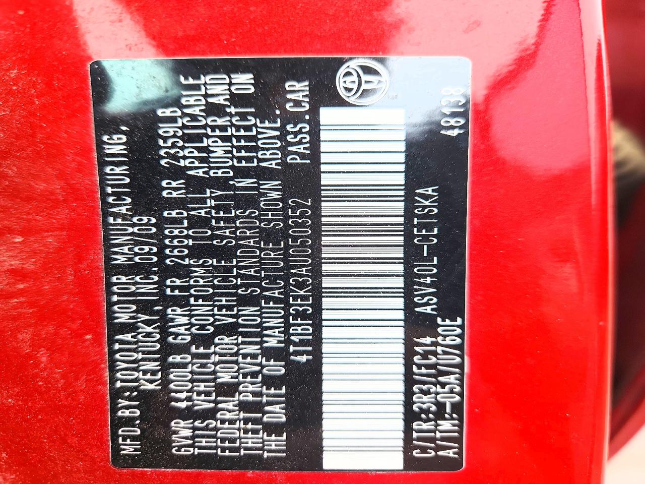 2010 TOYOTA CAMRY SE photo 34