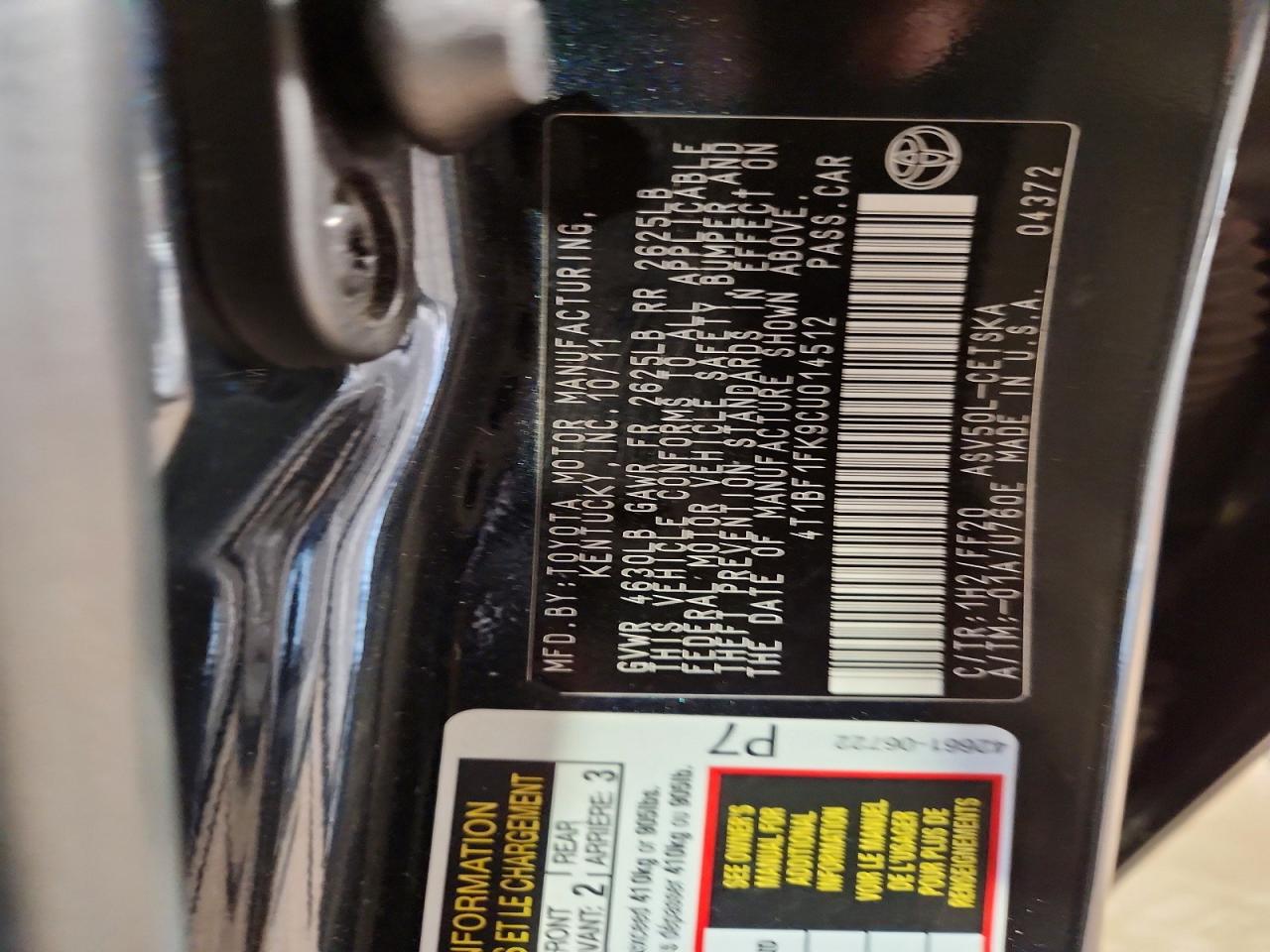 2012 TOYOTA CAMRY SE photo 12