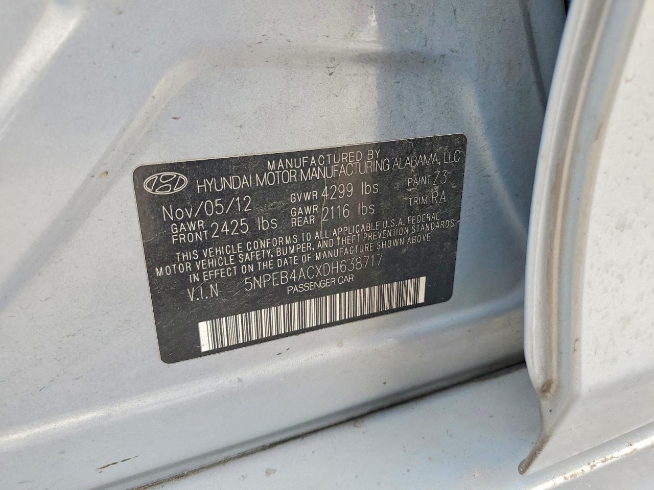 2013 HYUNDAI SONATA GLS photo 34