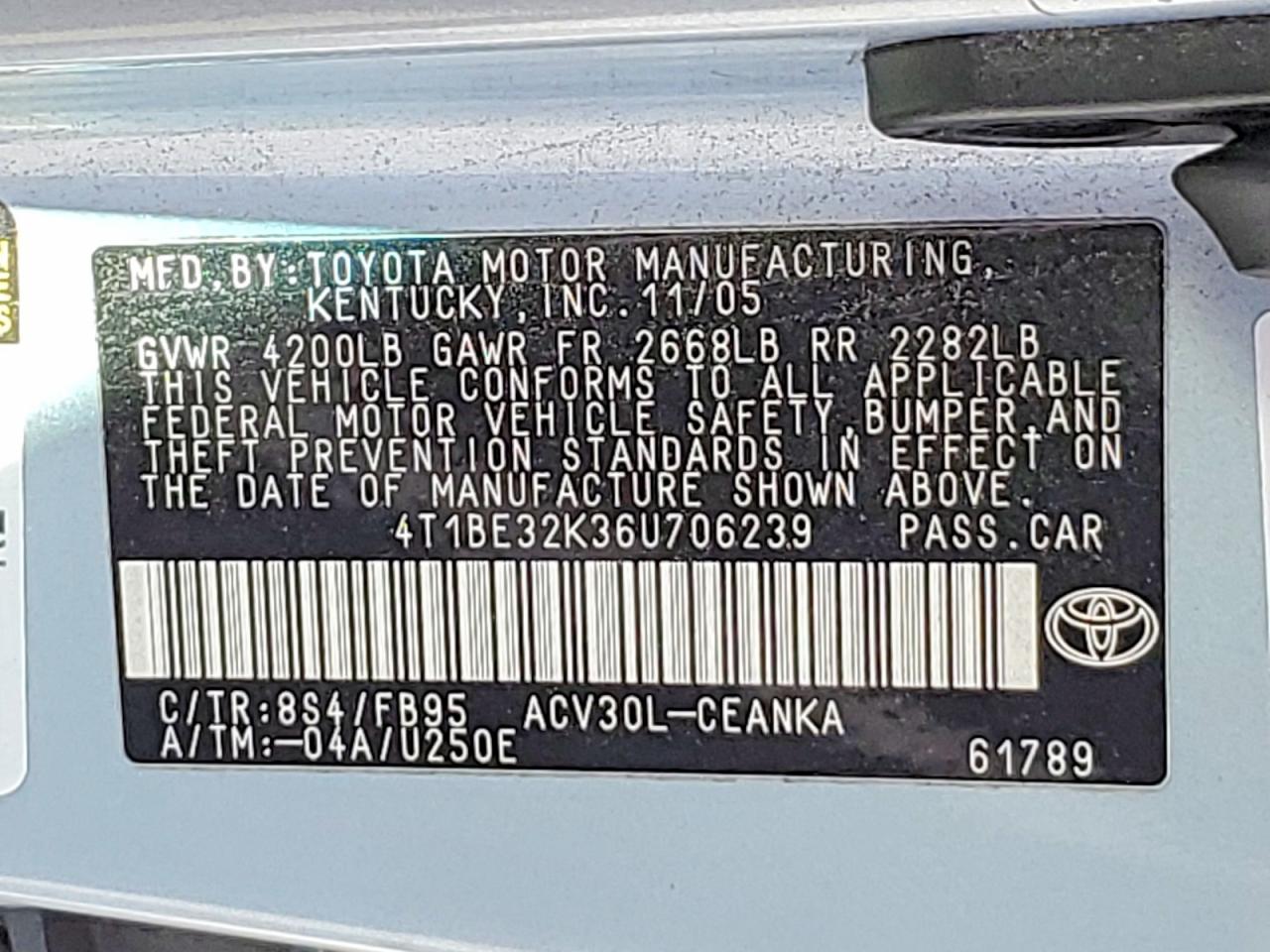 2006 TOYOTA CAMRY LE photo 23