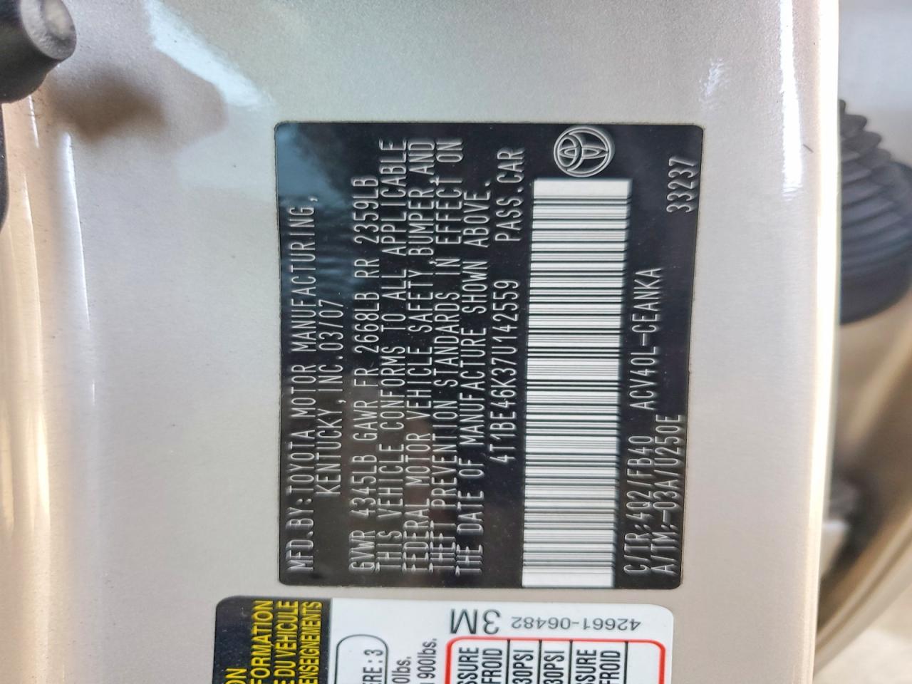 2007 TOYOTA CAMRY LE photo 23