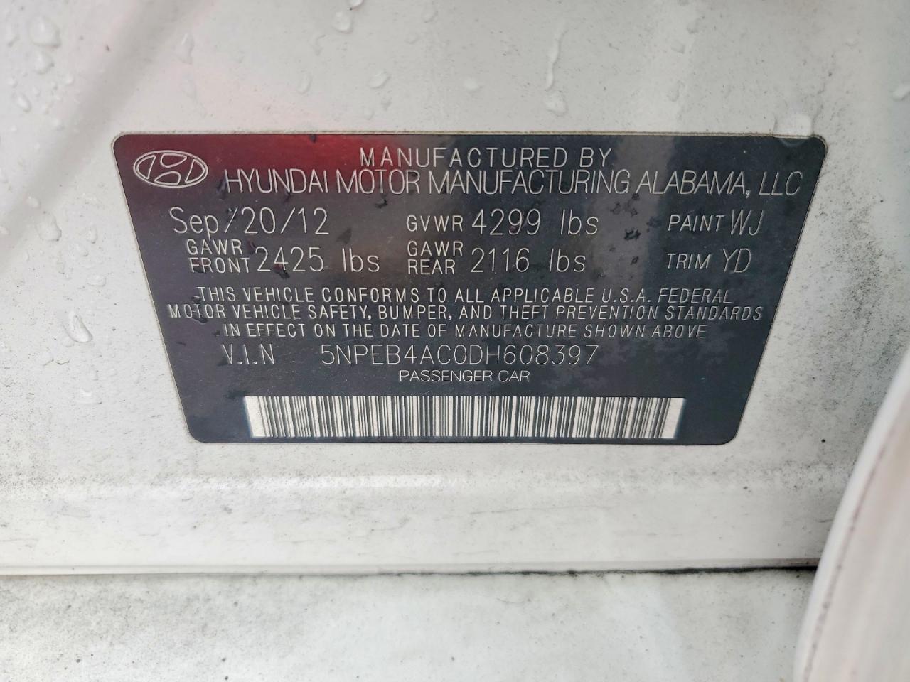 2013 HYUNDAI SONATA GLS photo 34
