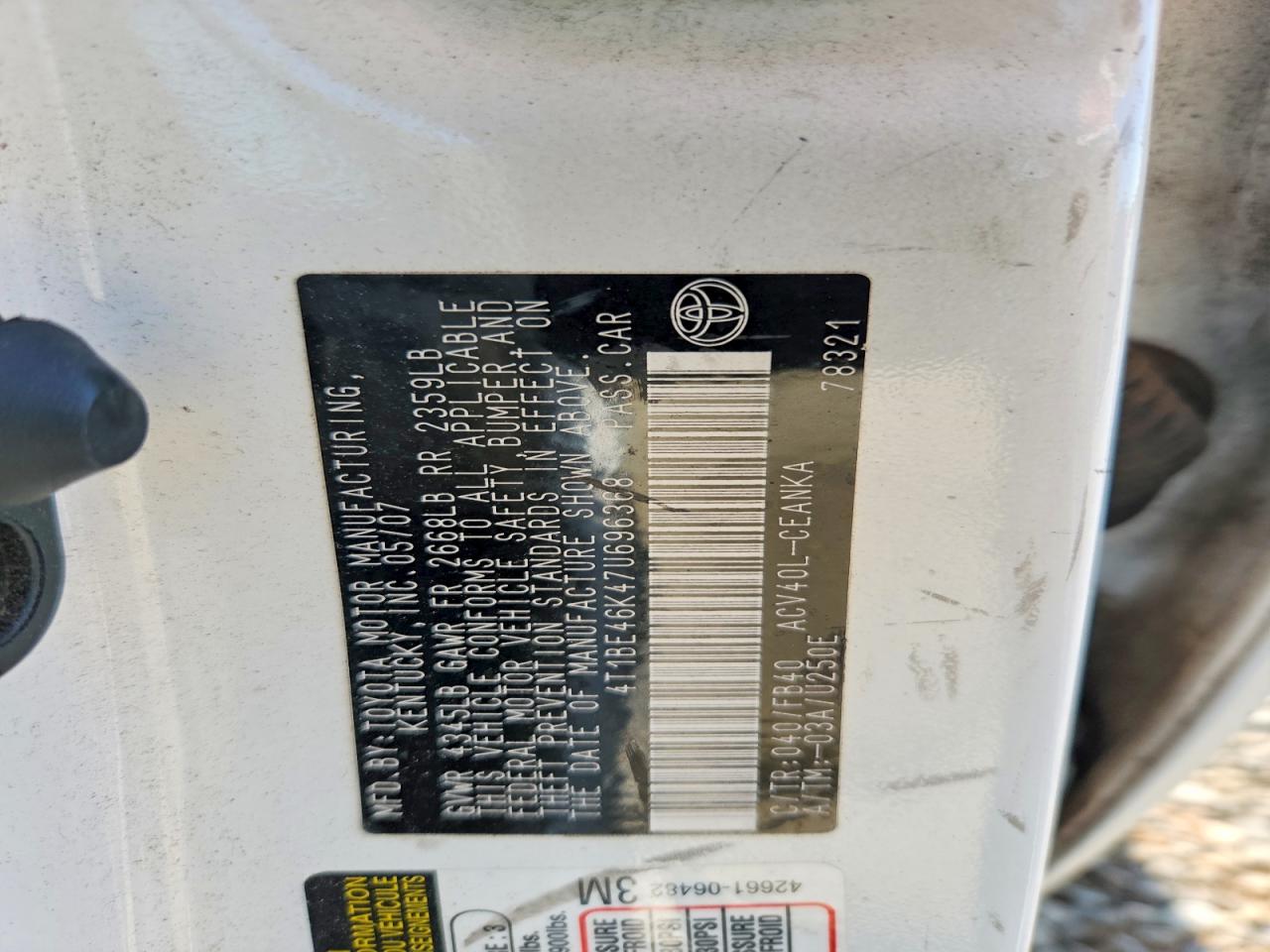 2007 TOYOTA CAMRY LE photo 23