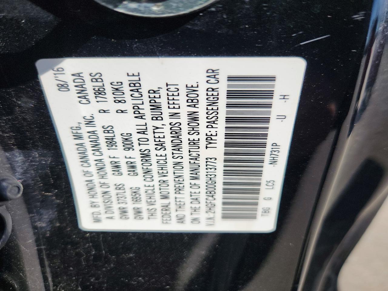 2016 HONDA CIVIC LX photo 23