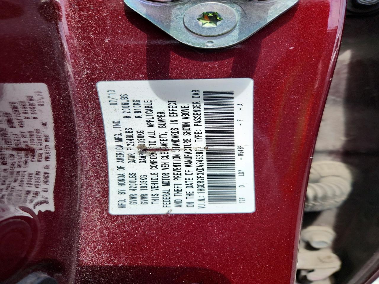2013 HONDA ACCORD LX photo 23