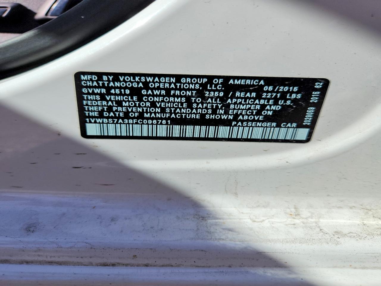 2015 VOLKSWAGEN PASSAT SE photo 34