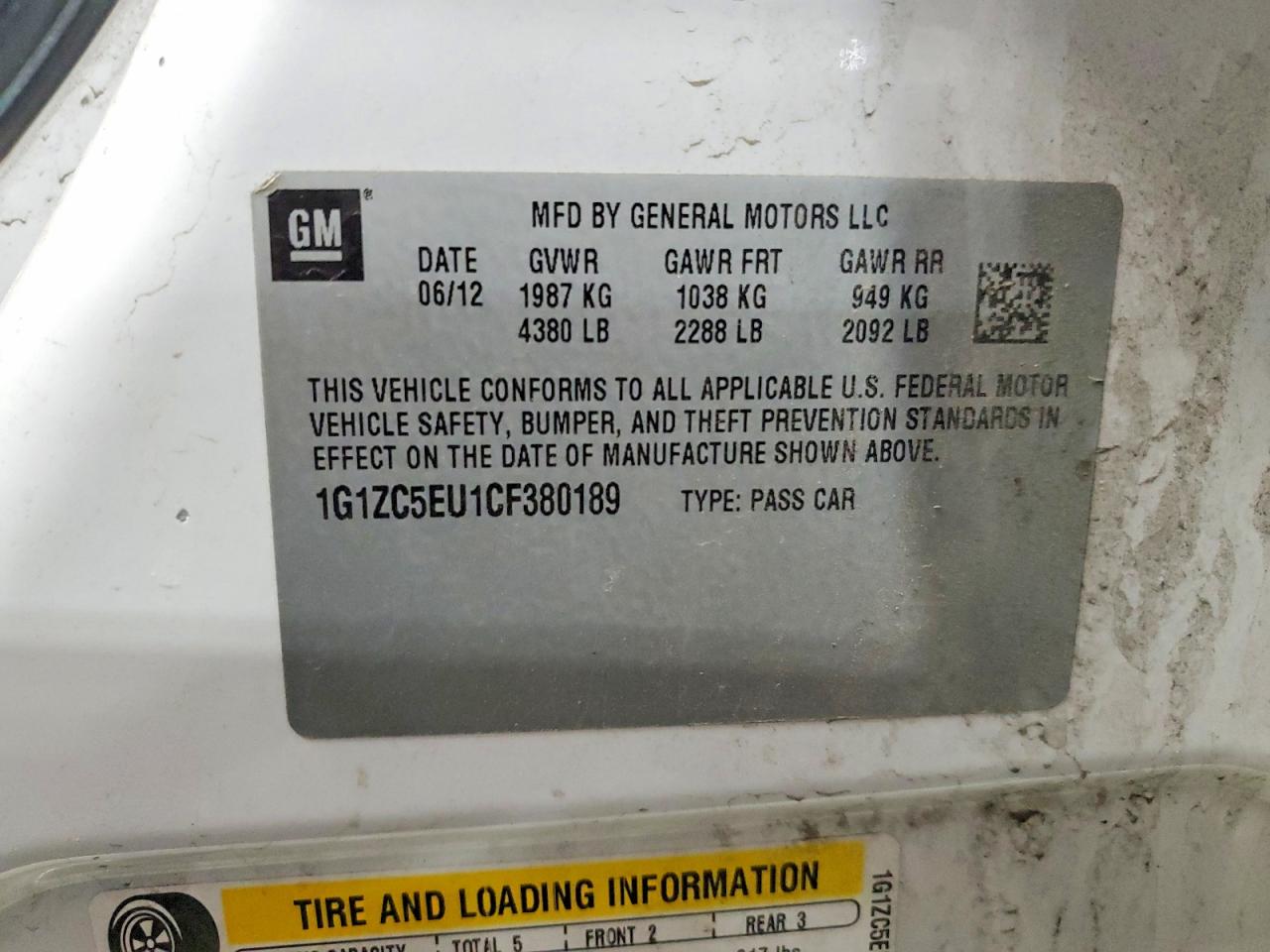 2012 CHEVROLET MALIBU 1LT photo 23