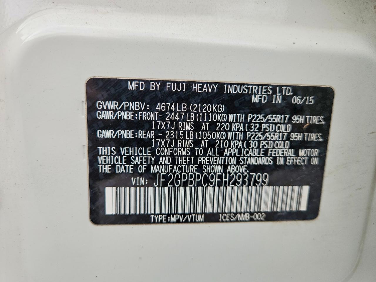 2015 SUBARU XV CROSSTREK 2.0I HYBRID TOURING photo 13