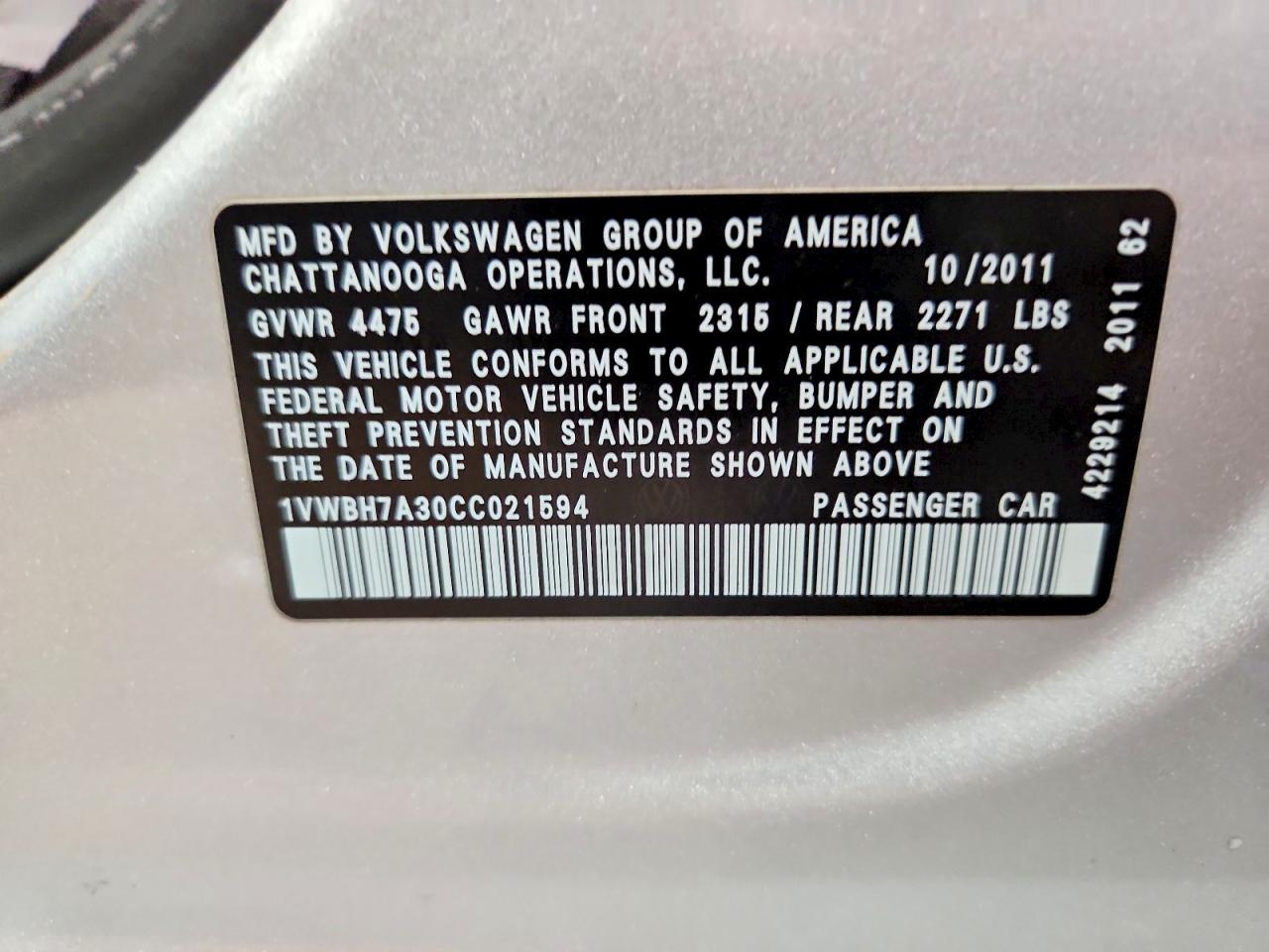 2012 VOLKSWAGEN PASSAT SE photo 37