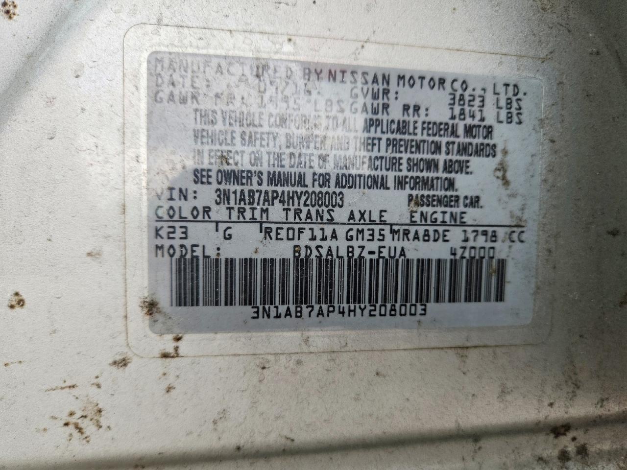 2017 NISSAN SENTRA S photo 23