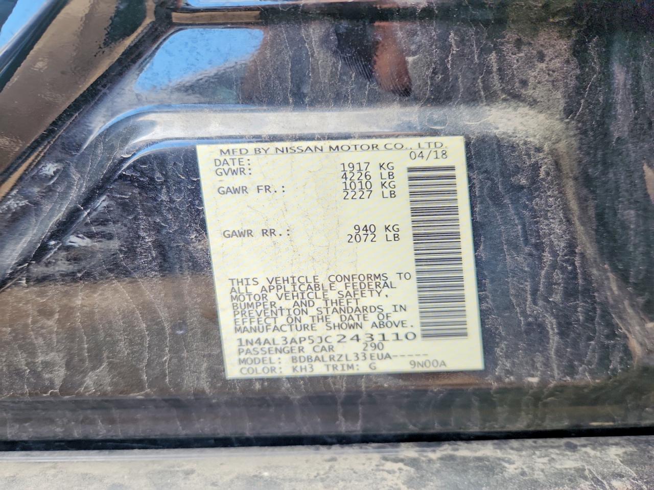 2018 NISSAN ALTIMA 2.5 SL photo 12