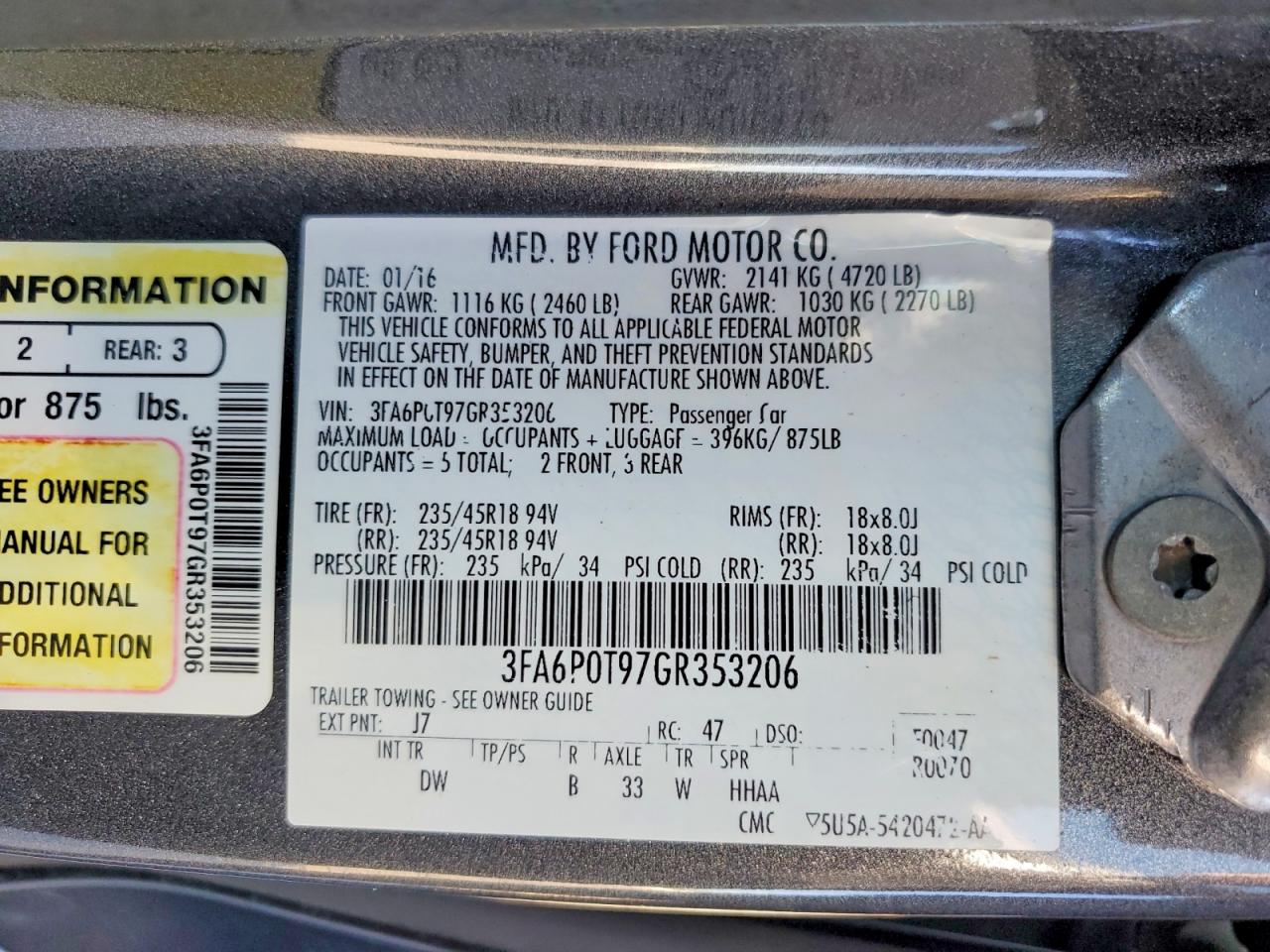 2016 FORD FUSION SE photo 23