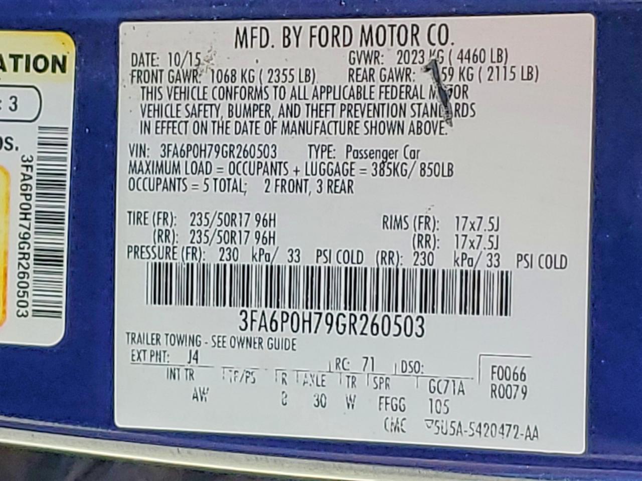 2016 FORD FUSION SE photo 23