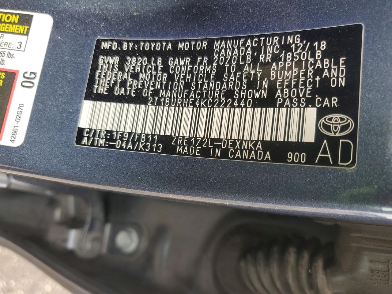 2019 TOYOTA COROLLA LE photo 23