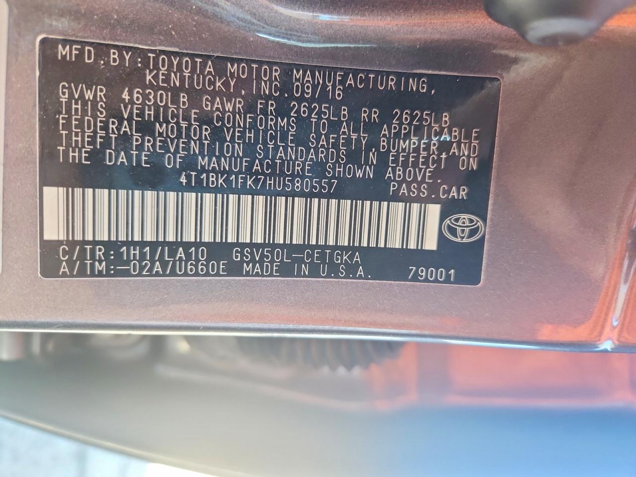 2017 TOYOTA CAMRY XLE V6 photo 34