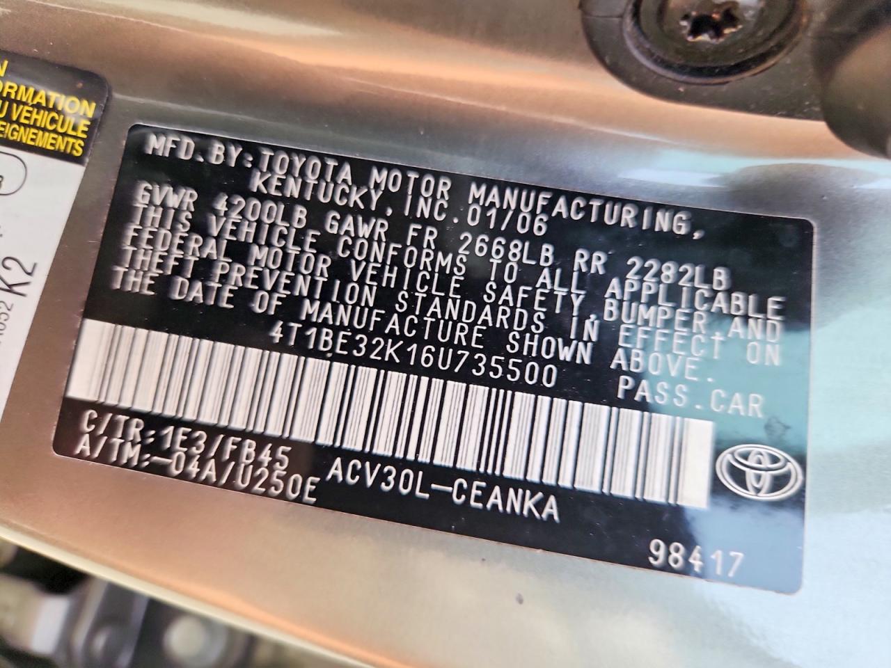 2006 TOYOTA CAMRY LE photo 23