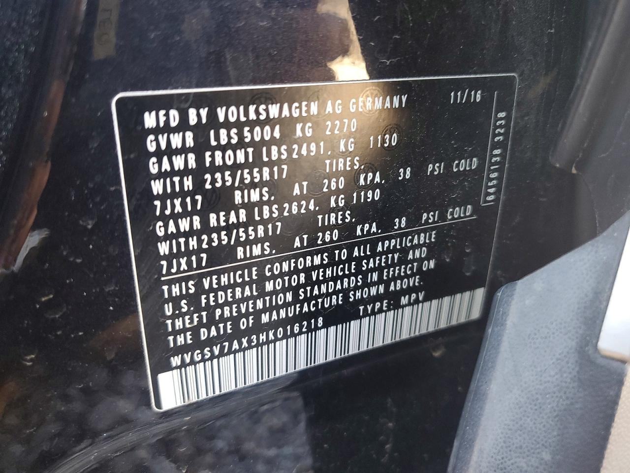 2017 VOLKSWAGEN TIGUAN WOLFSBURG photo 13