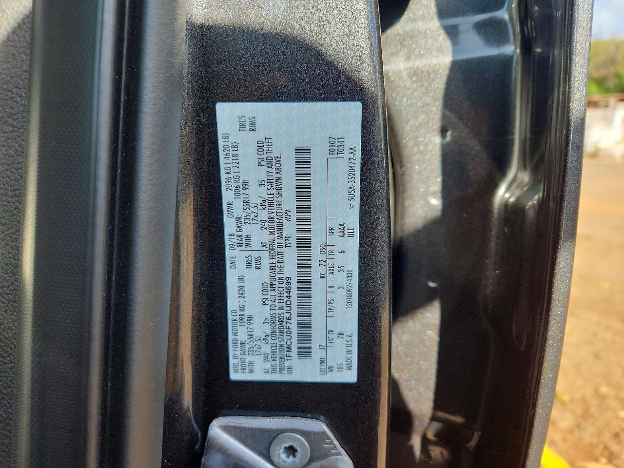 2018 FORD ESCAPE S photo 34