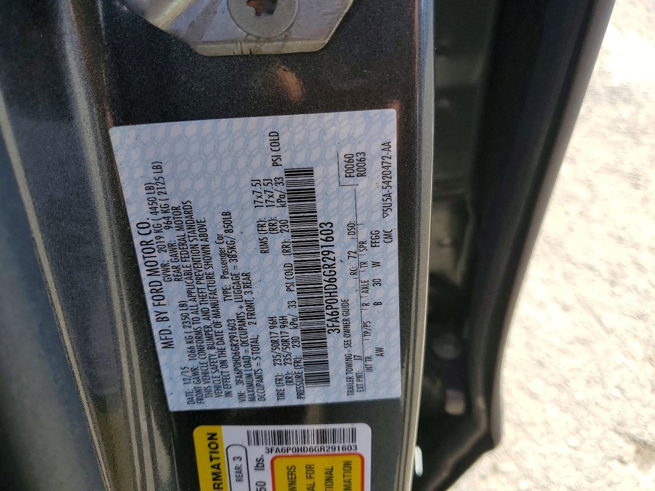 2016 FORD FUSION SE photo 23
