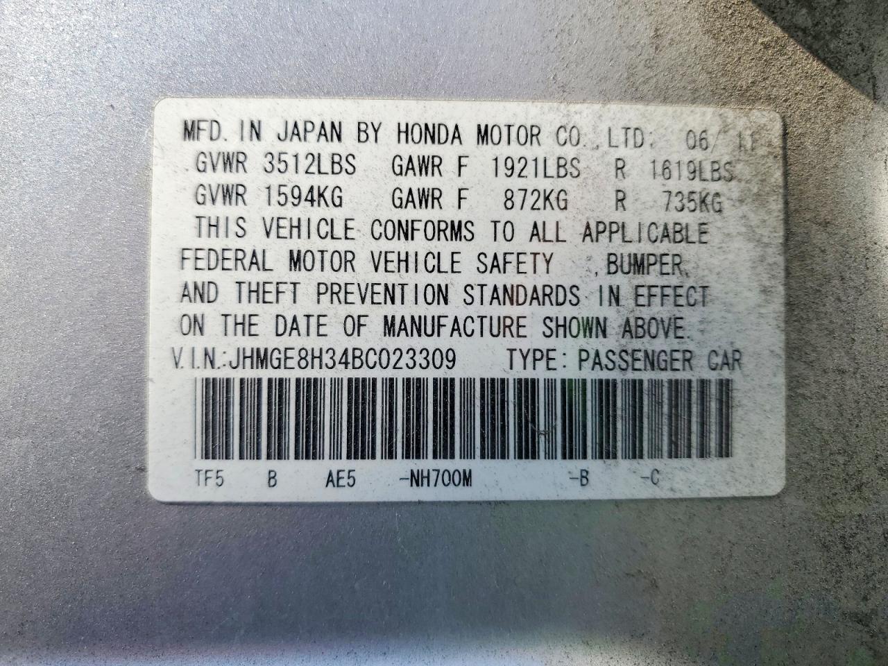 2011 HONDA FIT photo 37