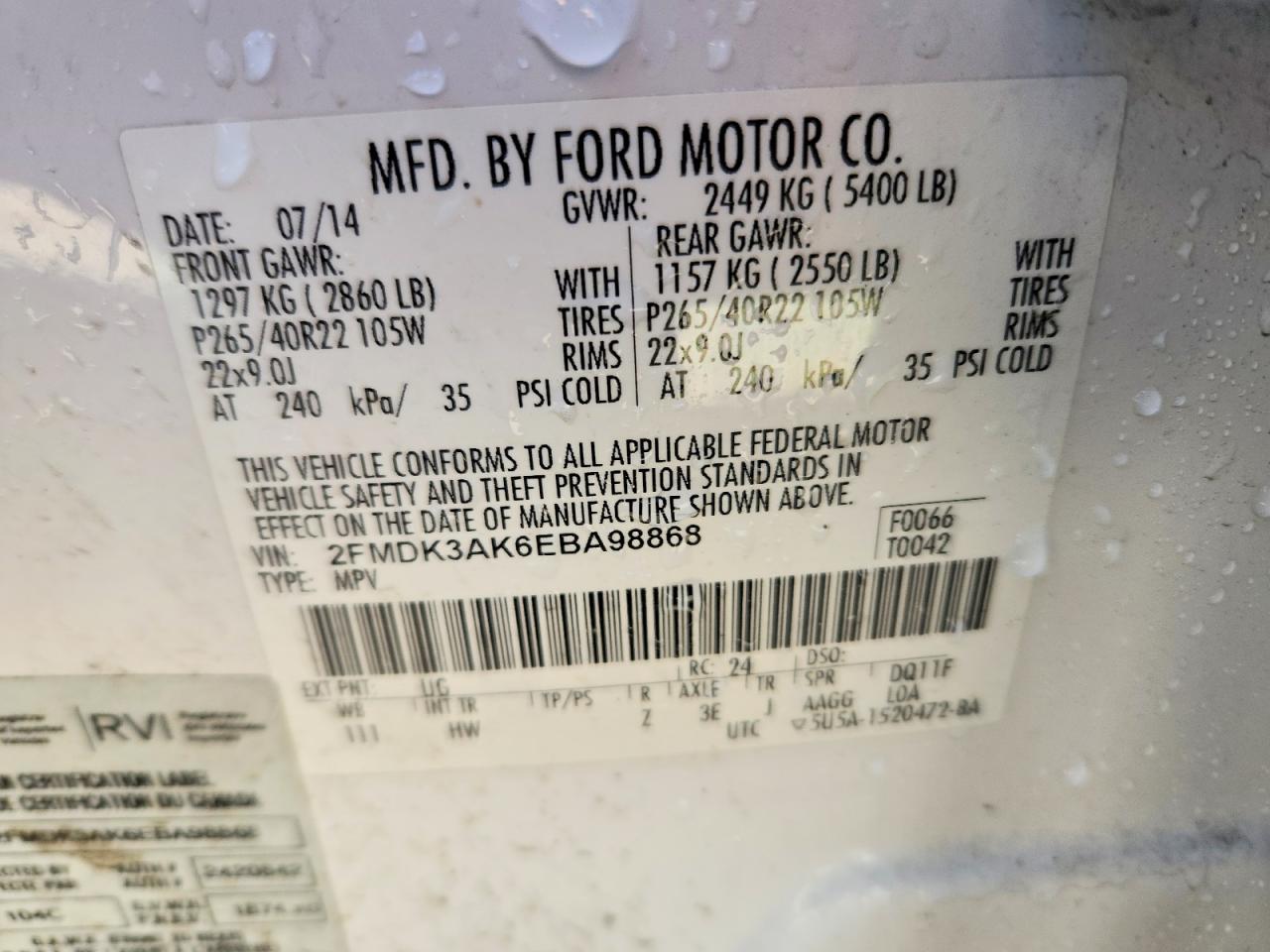 2014 FORD EDGE SPORT photo 37