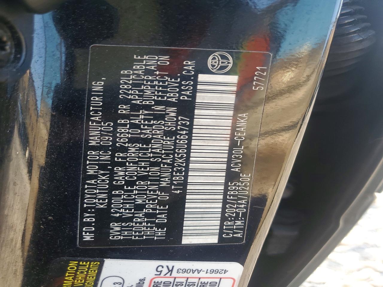 2006 TOYOTA CAMRY STANDARD photo 23