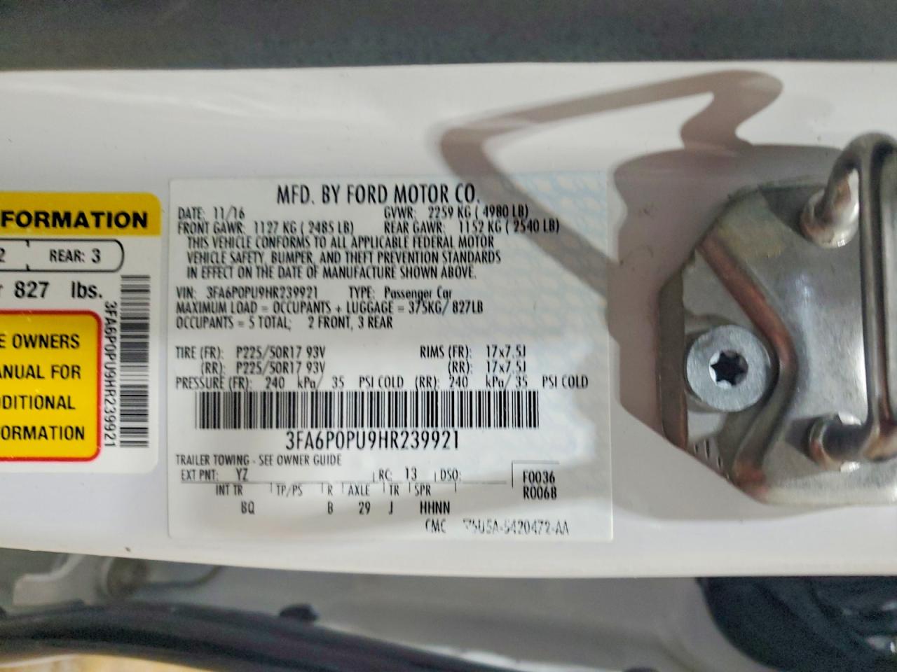 2017 FORD FUSION SE PHEV photo 23