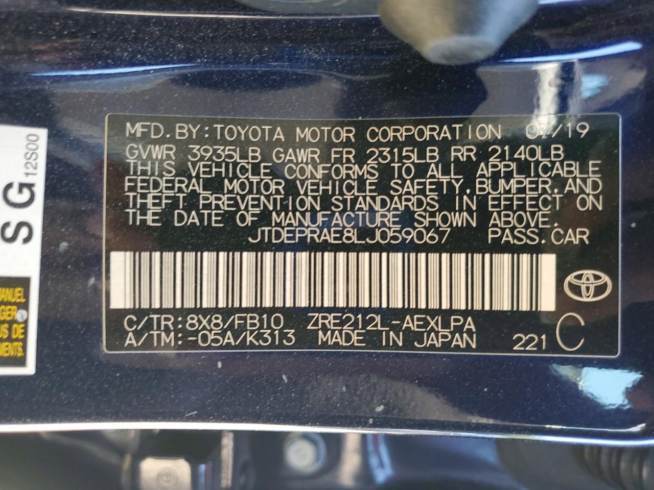 2020 TOYOTA COROLLA LE photo 13