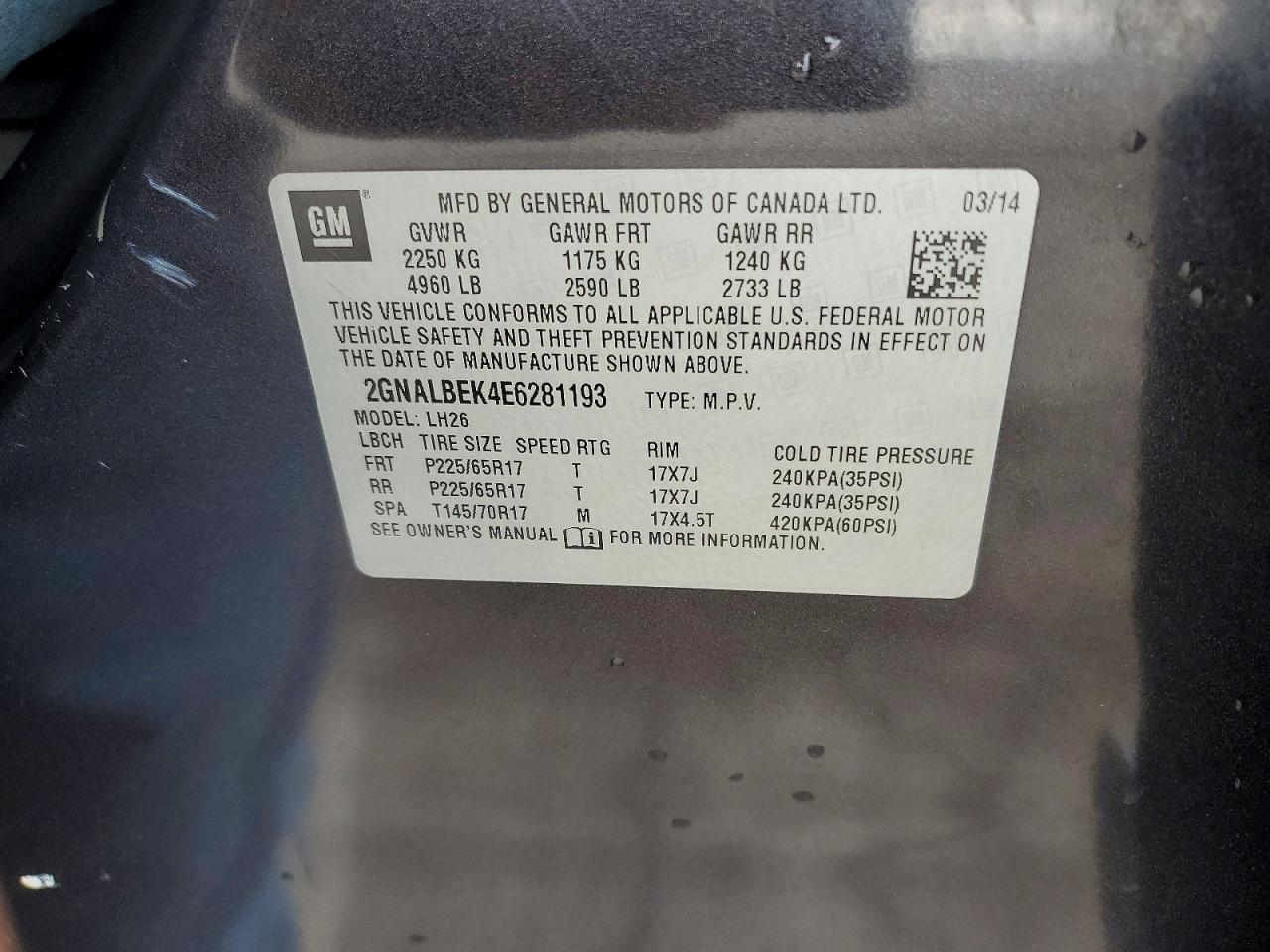 2014 CHEVROLET EQUINOX LT photo 37
