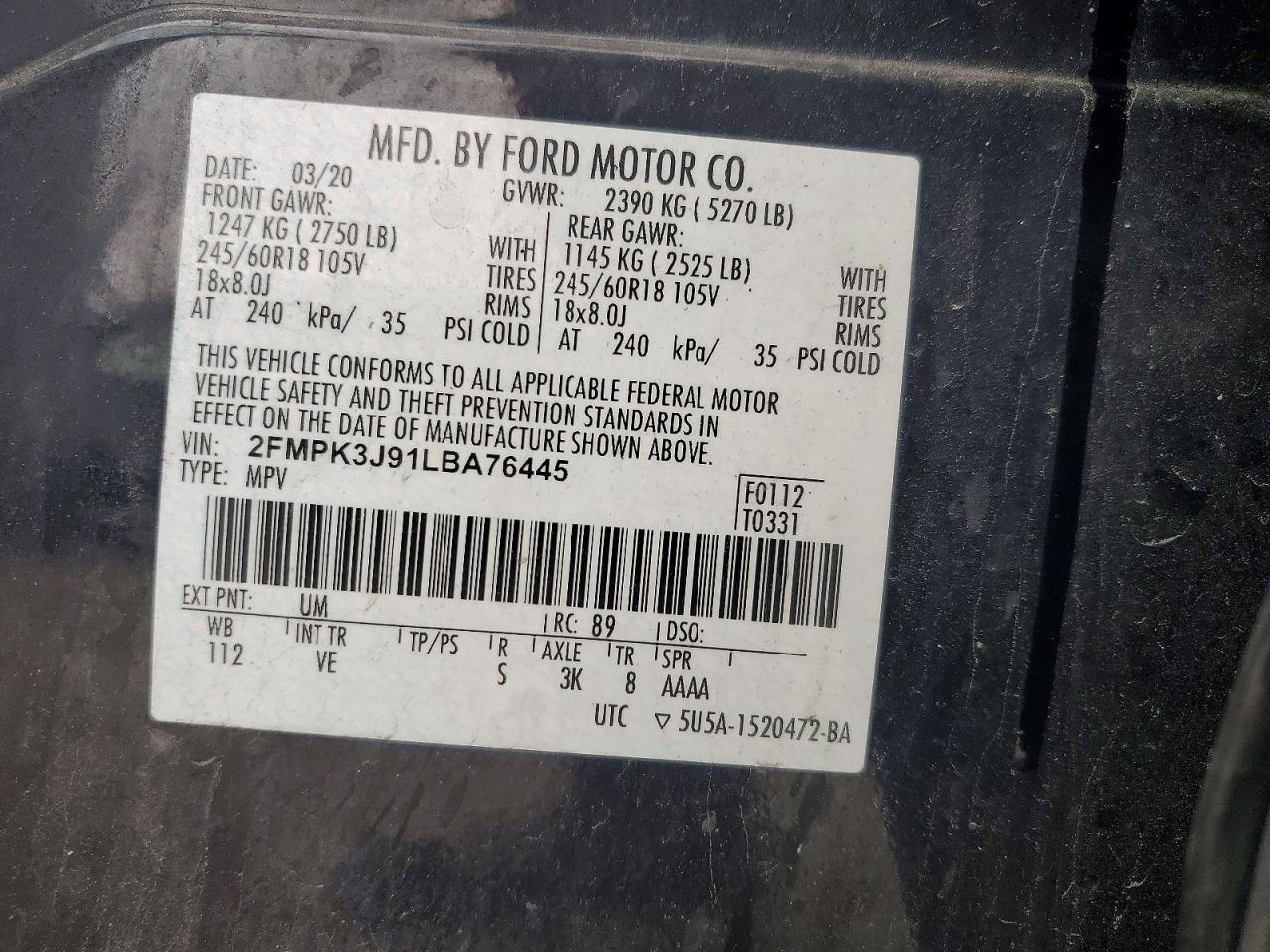 2020 FORD EDGE SEL photo 37