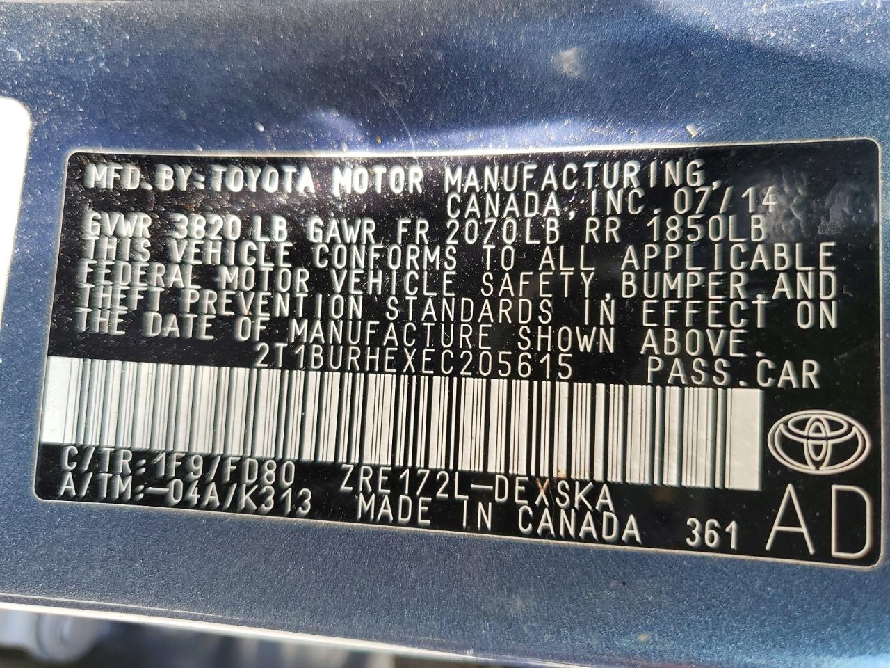2014 TOYOTA COROLLA S PLUS photo 25