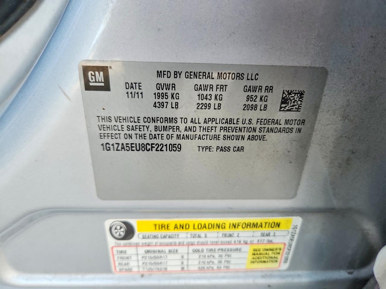 2012 CHEVROLET MALIBU LS photo 12