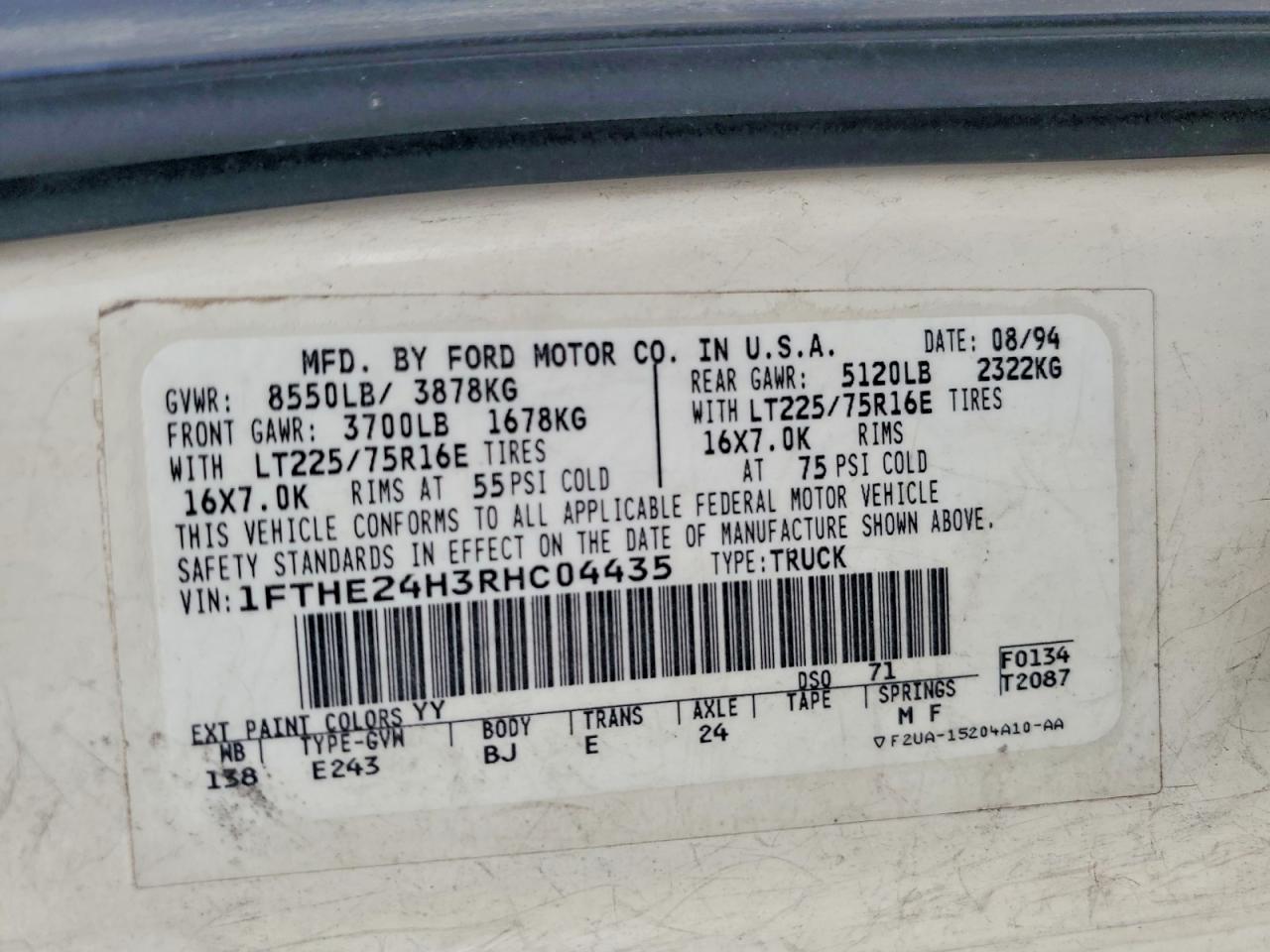 1994 FORD ECONOLINE E250 VAN photo 25