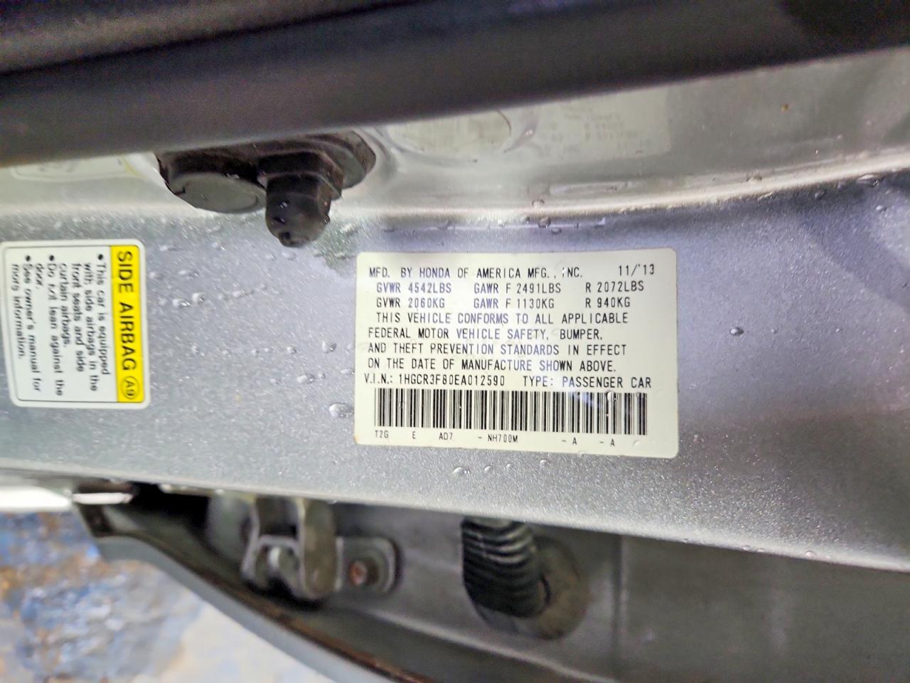 2014 HONDA ACCORD EXL photo 12