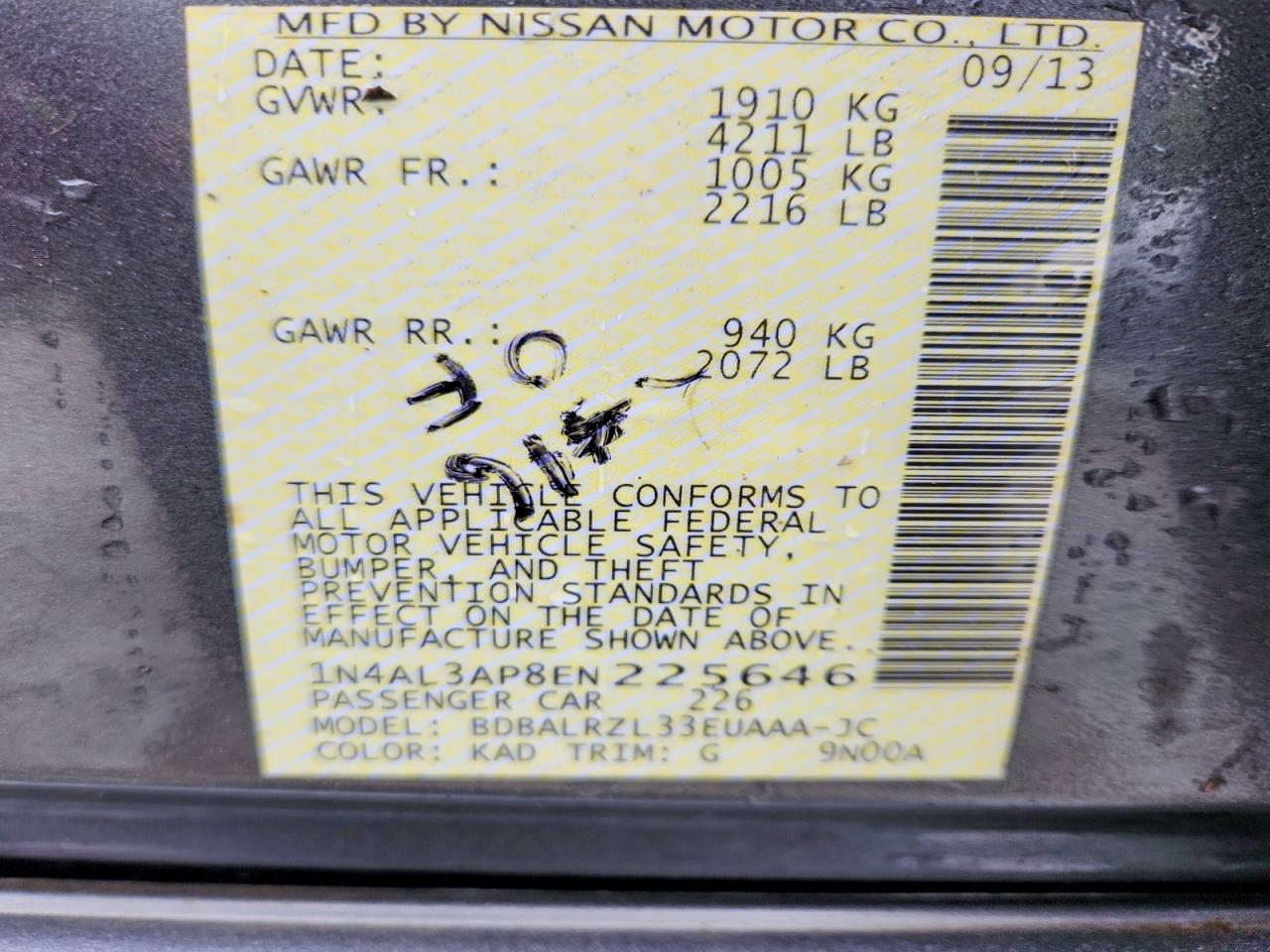 2014 NISSAN ALTIMA 2.5 S photo 25