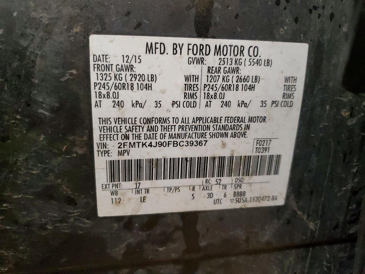 2015 FORD EDGE SEL photo 37