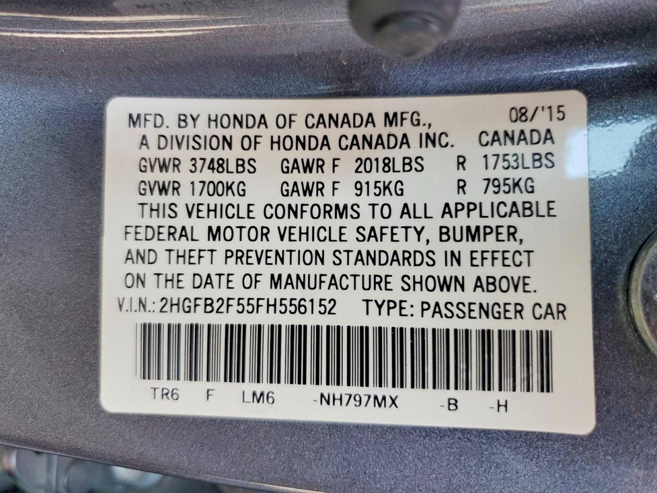 2015 HONDA CIVIC LX photo 37
