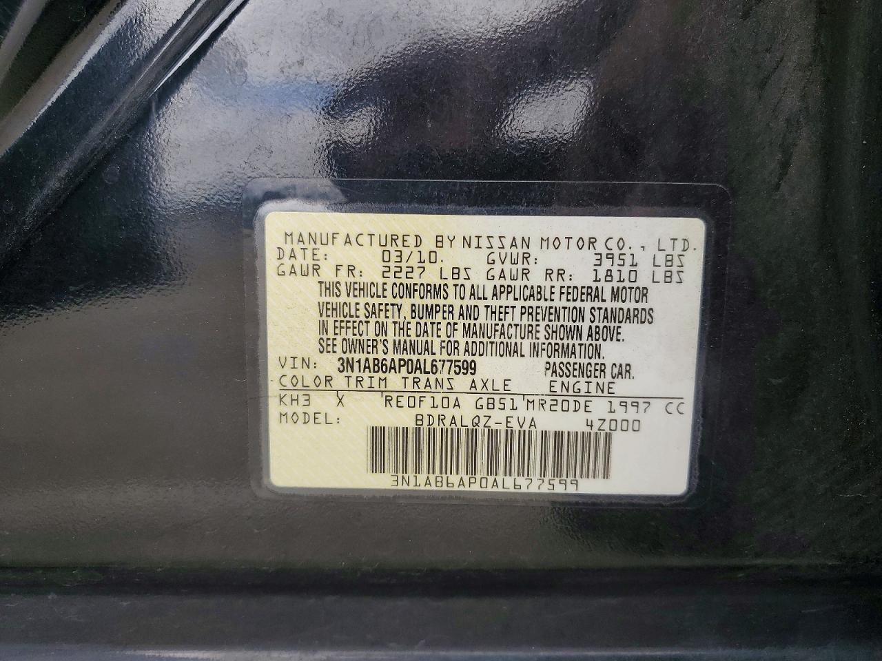2010 NISSAN SENTRA 2.0 photo 12