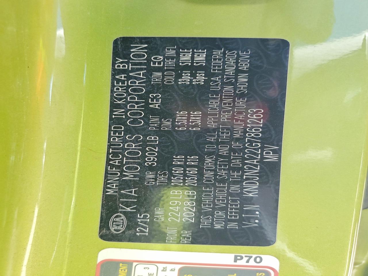2016 KIA SOUL BASE photo 25